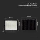 V-TAC 16000mAh napelemes LED reflektor 20W hideg fehér, 1800 Lumen, fekete házzal - SKU 7827
