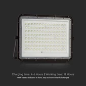 V-TAC 16000mAh napelemes LED reflektor 20W hideg fehér, 1800 Lumen, fekete házzal - SKU 7827