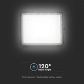 V-TAC 16000mAh napelemes LED reflektor 20W hideg fehér, 1800 Lumen, fekete házzal - SKU 7827