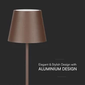 V-TAC 1.5W Corten barna, töltőtalpas akkumulátoros LED lámpa,IP54, meleg fehér - SKU 23446