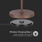 V-TAC 1.5W Corten barna, töltőtalpas akkumulátoros LED lámpa,IP54, meleg fehér - SKU 23446