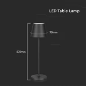 2W Led Table Lamp (4400mA Battery) IP54 Black Body 3000K
