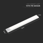V-TAC 1.5W, 2in1 akkumulátoros LED bútorvilágítás, természetes fehér, ezüst házzal, 30 cm - SKU 2958