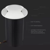 V-TAC 1W 12V kültéri, 2 irányú talajlámpa, fehér, IP67 90°, hideg fehér - SKU 1467