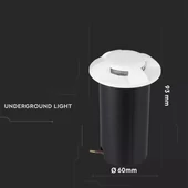 V-TAC 1W 12V kültéri, 4 irányú talajlámpa, fehér, IP67 90°, meleg fehér - SKU 1469