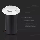 V-TAC 1W 12V kültéri, 4 irányú talajlámpa, fehér, IP67 90°, meleg fehér - SKU 1469