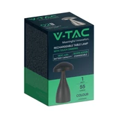 V-TAC 1W fekete, érintéssel vezérelhető akkumulátoros asztali LED lámpa, CCT - SKU 7895