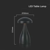 V-TAC 1W fekete, érintéssel vezérelhető akkumulátoros asztali LED lámpa, CCT - SKU 7895