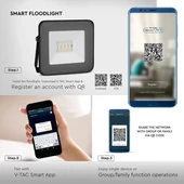 V-TAC 20W, fekete, bluetooth-os okos LED reflektor, RGB+CCT - SKU 5985