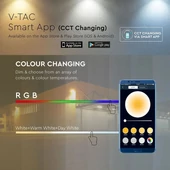 V-TAC 20W, fekete, bluetooth-os okos LED reflektor, RGB+CCT - SKU 5985