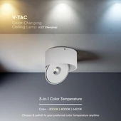 V-TAC 20W mennyezeti COB LED mélysugárzó, állítható szöggel, fehér házzal, CCT - SKU 23155