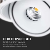 V-TAC 20W süllyeszthető COB LED mélysugárzó, állítható szöggel, fehér házzal, CCT - SKU 10581