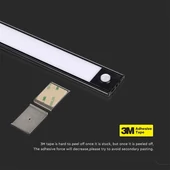V-TAC 2.5W 2in1 akkumulátoros LED bútorvilágítás, természetes fehér, fekete házzal, 60 cm - SKU 2967