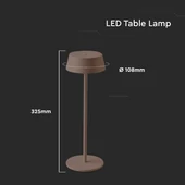 V-TAC 2W Corten barna, érintéssel vezérelhető akkumulátoros LED lámpa, meleg fehér - SKU 6821