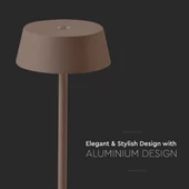 V-TAC 2W Corten barna, érintéssel vezérelhető akkumulátoros LED lámpa, meleg fehér - SKU 6821