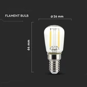 V-TAC 2W E14 természetes fehér filament ST26 LED égő - SKU 214445