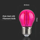 V-TAC 2W E27 rózsaszín filament LED égő - SKU 7410