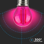 V-TAC 2W E27 rózsaszín filament LED égő - SKU 7410