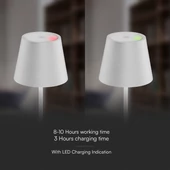 V-TAC 1.5W fehér, töltőtalpas, akkumulátoros LED lámpa IP54, meleg fehér - SKU 23445