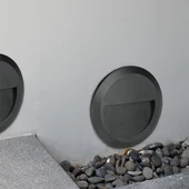 V-TAC 2W fekete LED lépcsővilágítás, kerek, IP65, természetes fehér - SKU 211316