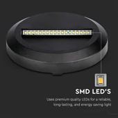 V-TAC 2W fekete LED lépcsővilágítás, kerek, IP65, természetes fehér - SKU 211316