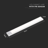 V-TAC 2W, 2in1 akkumulátoros LED bútorvilágítás, természetes fehér, ezüst házzal, 40 cm - SKU 2962