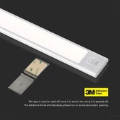 V-TAC 2W, 2in1 akkumulátoros LED bútorvilágítás, természetes fehér, ezüst házzal, 40 cm - SKU 2962