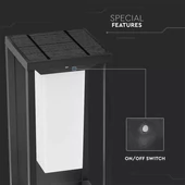 V-TAC 2W napelemes fali LED lámpa, IP65, meleg fehér - SKU 784
