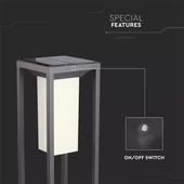 2W LED Solar BollarD Light SAMSUNG CHIP Grey Body 3000K