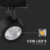 V-TAC 30W 3in1 fekete tracklight lámpa, állítható színhőmérséklettel - SKU 10371