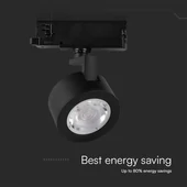 V-TAC 30W 3in1 fekete tracklight lámpa, állítható színhőmérséklettel - SKU 10371