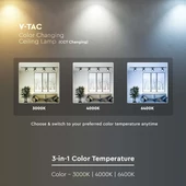 V-TAC 30W 3in1 fekete tracklight lámpa, állítható színhőmérséklettel - SKU 10371