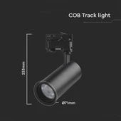 V-TAC 30W COB sínes spotlámpa, állítható színhőmérséklettel, fekete házas - SKU 8078