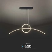 V-TAC 30W designer kétágú csillár, természetes fehér, fekete házzal, 105 Lm/W - SKU 6933