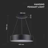 30W LED Surface Smooth Pendant Light Dimmable Black 3000K