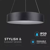30W LED Surface Smooth Pendant Light Dimmable Black 3000K