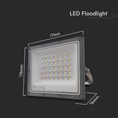 V-TAC RLE 30W LED reflektor, állítható színhőmérséklettel, szürke házzal - SKU 23613