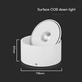 V-TAC 30W mennyezeti COB LED mélysugárzó, állítható szöggel, fehér házzal, CCT - SKU 23157