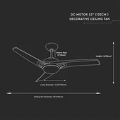 V-TAC 35W mennyezeti ventilátor, változtatható színhőmérséklettel - SKU 7920