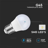 V-TAC 3.7W E27 meleg fehér G45 LED égő - SKU 214160