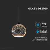 Pendant Light Holder E27 With 3D Glass Lampshade 250mm