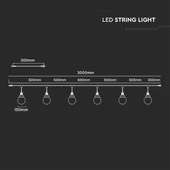 LED String Ligh 3M With 6 Bulbs Matt Black IP65