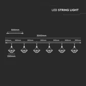 LED String Ligh 3M With 6 Bulbs Matt Rose Gold IP65