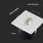 V-TAC 3W beltéri LED lépcsővilágítás, szögletes, meleg fehér - SKU 1209