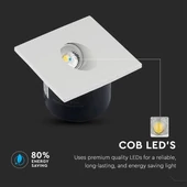 V-TAC 3W beltéri LED lépcsővilágítás, szögletes, meleg fehér - SKU 1209