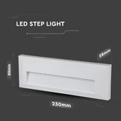 V-TAC 3W fehér LED lépcsővilágítás, IP65, meleg fehér - SKU 1327