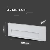 V-TAC 3W fehér LED lépcsővilágítás, IP65, természetes fehér - SKU 211326