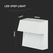 V-TAC 3W fehér LED lépcsővilágítás, szögletes, IP65, meleg fehér - SKU 1402