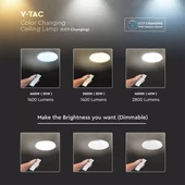 V-TAC 40W csillagos, mennyezeti LED lámpa, változtatható szinhőmérséklet - SKU 14931