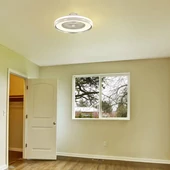 50W LED Box Fan With Ceiling Light RF Control 3in1 Motor Grey Ring